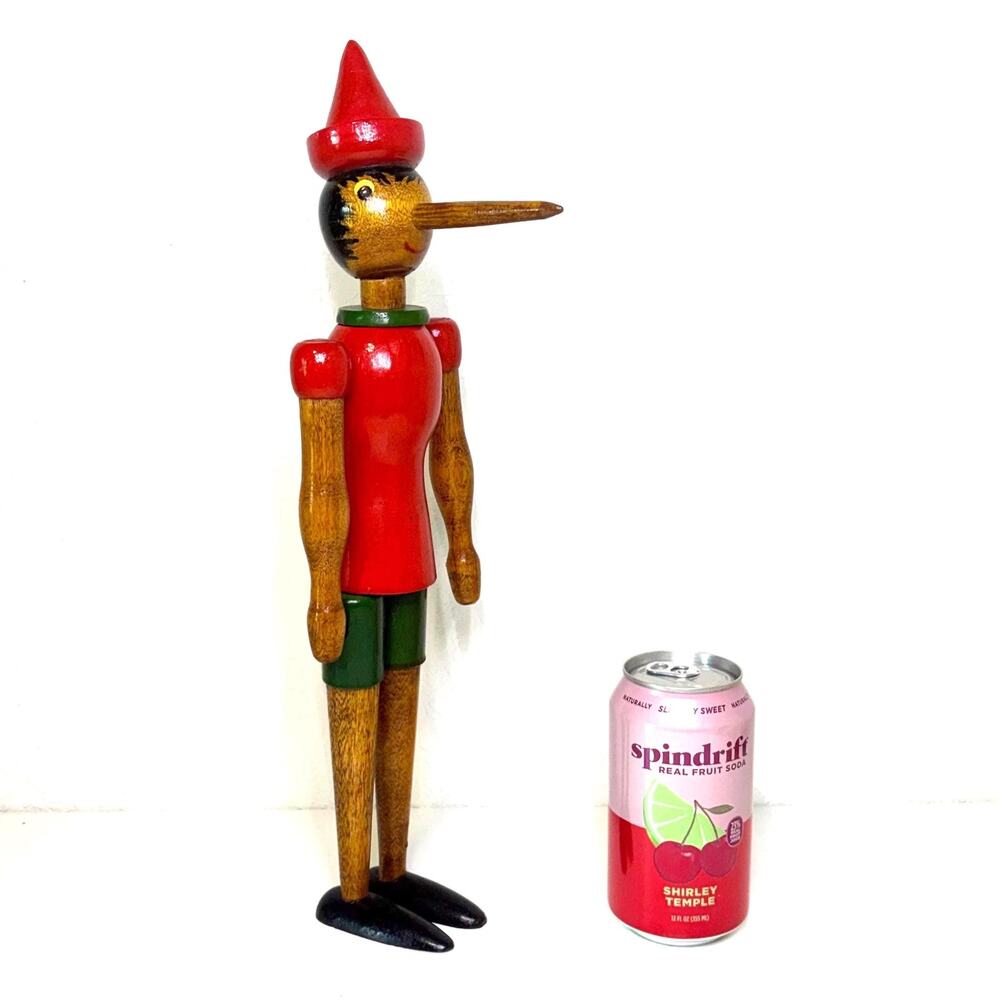 Vintage Mid Century Wooden Pinocchio, 16 Inch, MCM Articulated Figure, Folk Art